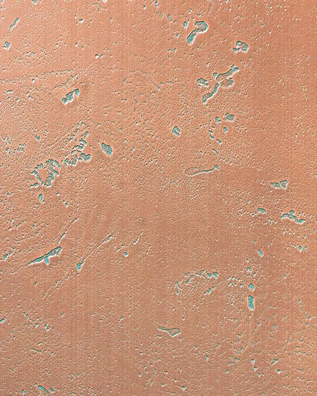 Panneau design en métal Copper Moon Turquoise, vue rapprochée de la surface