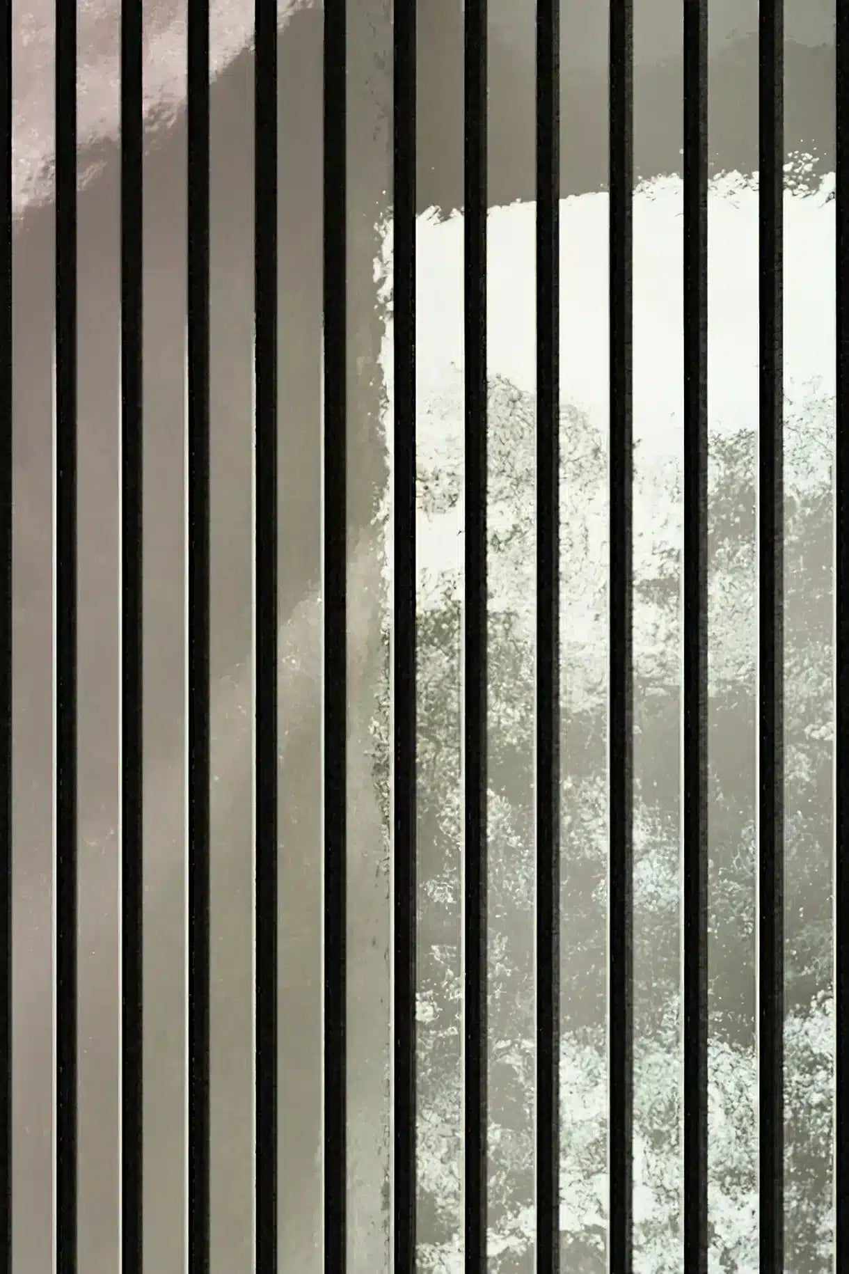 Panneau acoustique en métal miroir natural, vue rapprochée